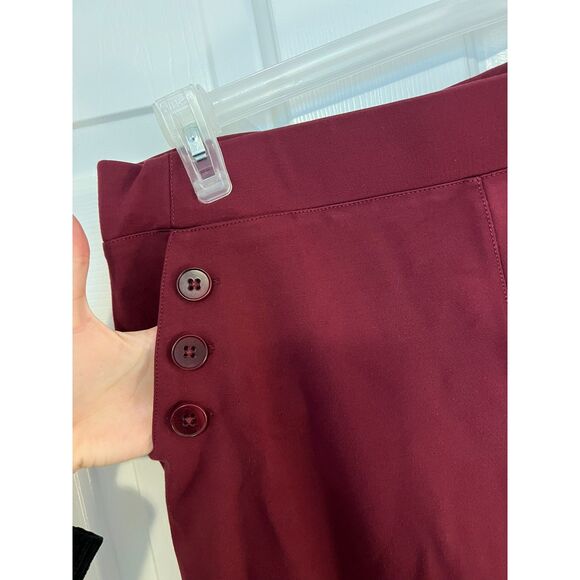 Betabrand Dress Yoga Pants Stretchy 2XL Petite Maroon Red Sailor 6 button - Picture 3 of 9